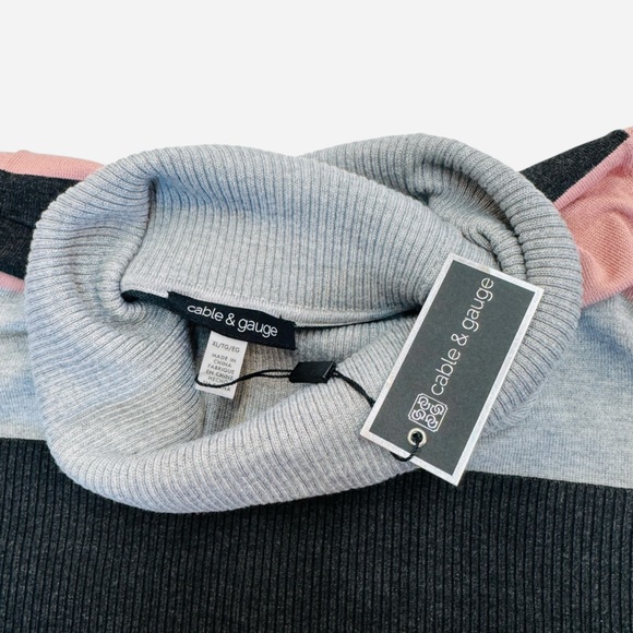 Cable & Gauge NWT Striped Turtleneck Sweater XL - Picture 4 of 6